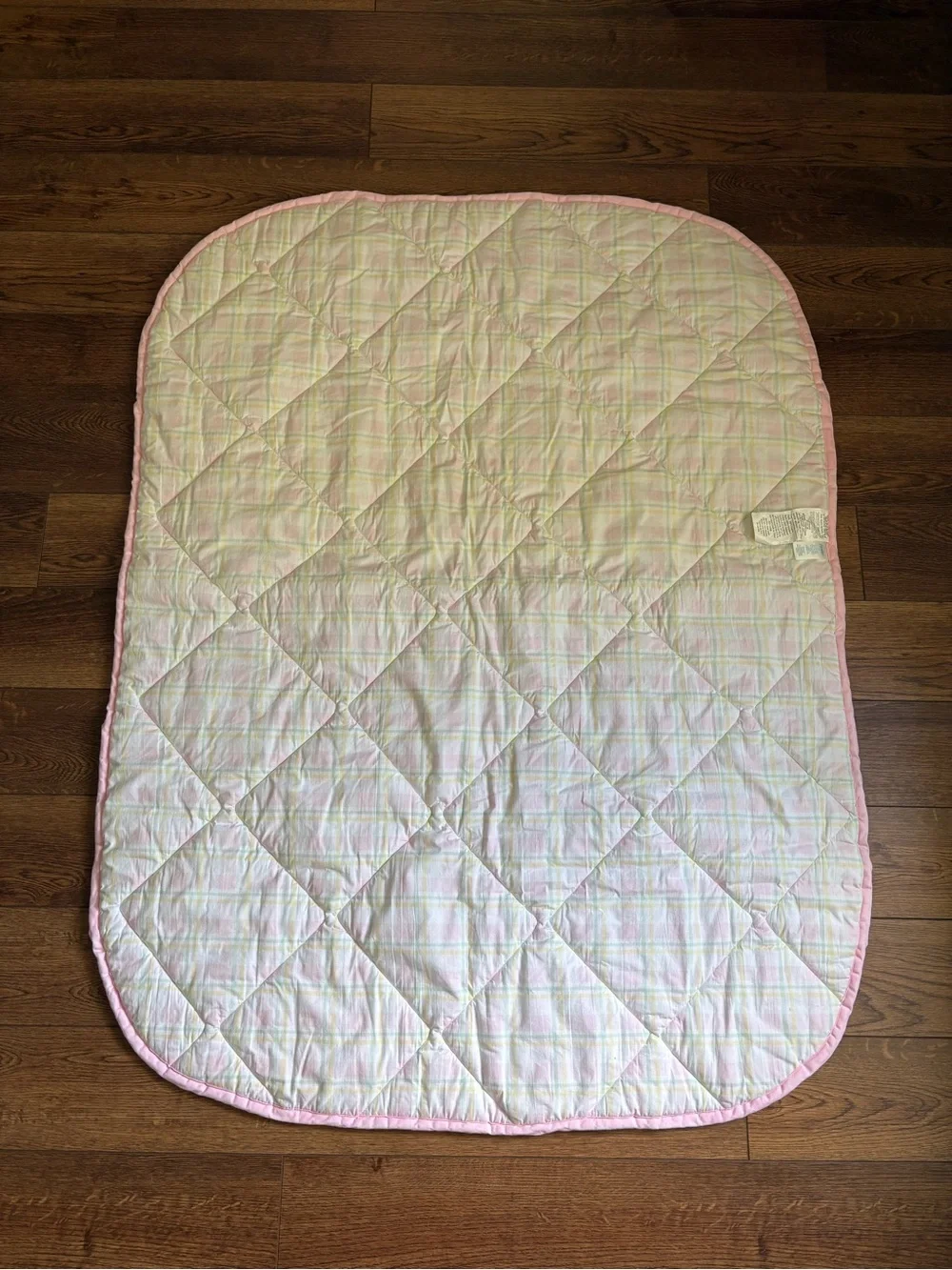 Vintage 90s Carter's Pastel Plaid Quilted Baby Crib Comforter